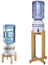 Oak stands and ceramic crocks